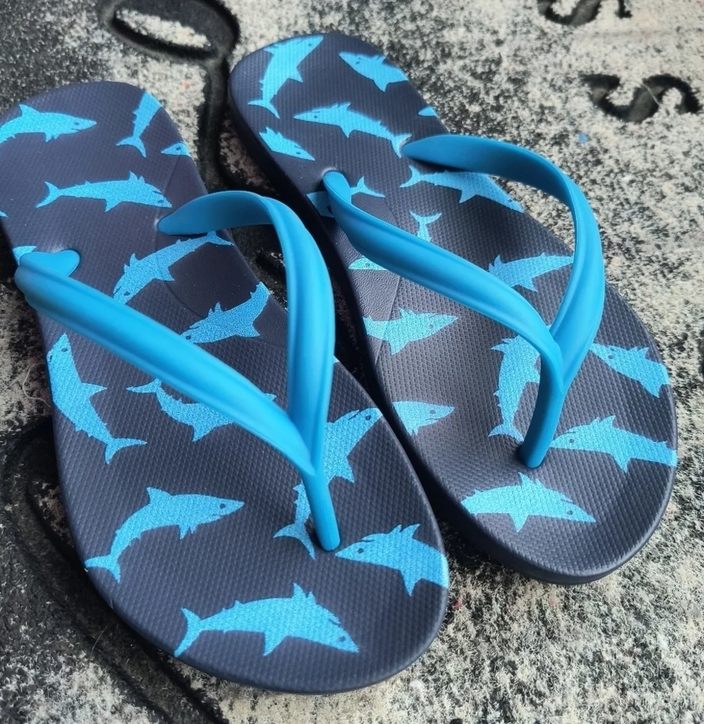 NWT DSG Shark Boys Flip Flop Sandals Size 2/3 Blue Summer Beach